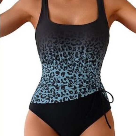 Eomenie Other - Eomenie. 1-piece swimsuit. Tummy Control. Ruched. Leopard/Blue Gradient. S